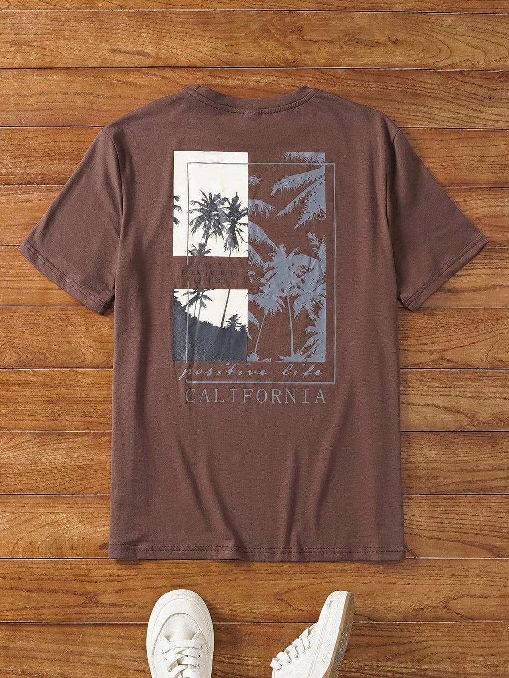 Manfinity Nxtstreet Men T-Shirts Fit Crew Neck Short Sleeve Graphic Tee Palm Tree Casual Fashion Men Clothes Summer