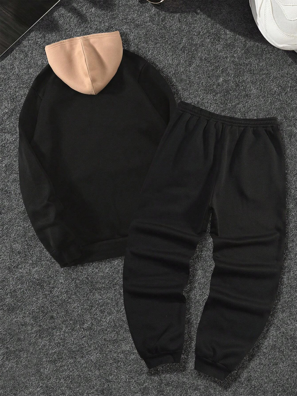 Manfinity Homme 2Pcs Men'S plus Size Letter Zip-Up Hoodie Sweatshirt and Sweatpants Casual Loose Fit Tracksuit Set