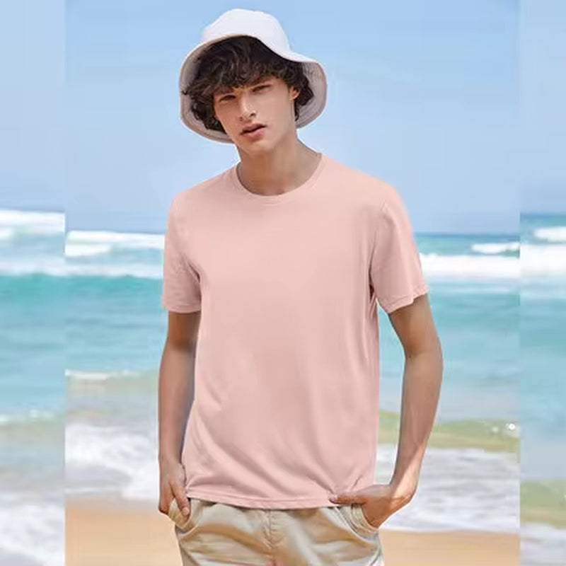 Summer Cotton T Shirts Men 2024 Simple O Neck Stretch Solid New Tops Clothing Casual Tshirt Man Streetwear Cool Tee Shirts