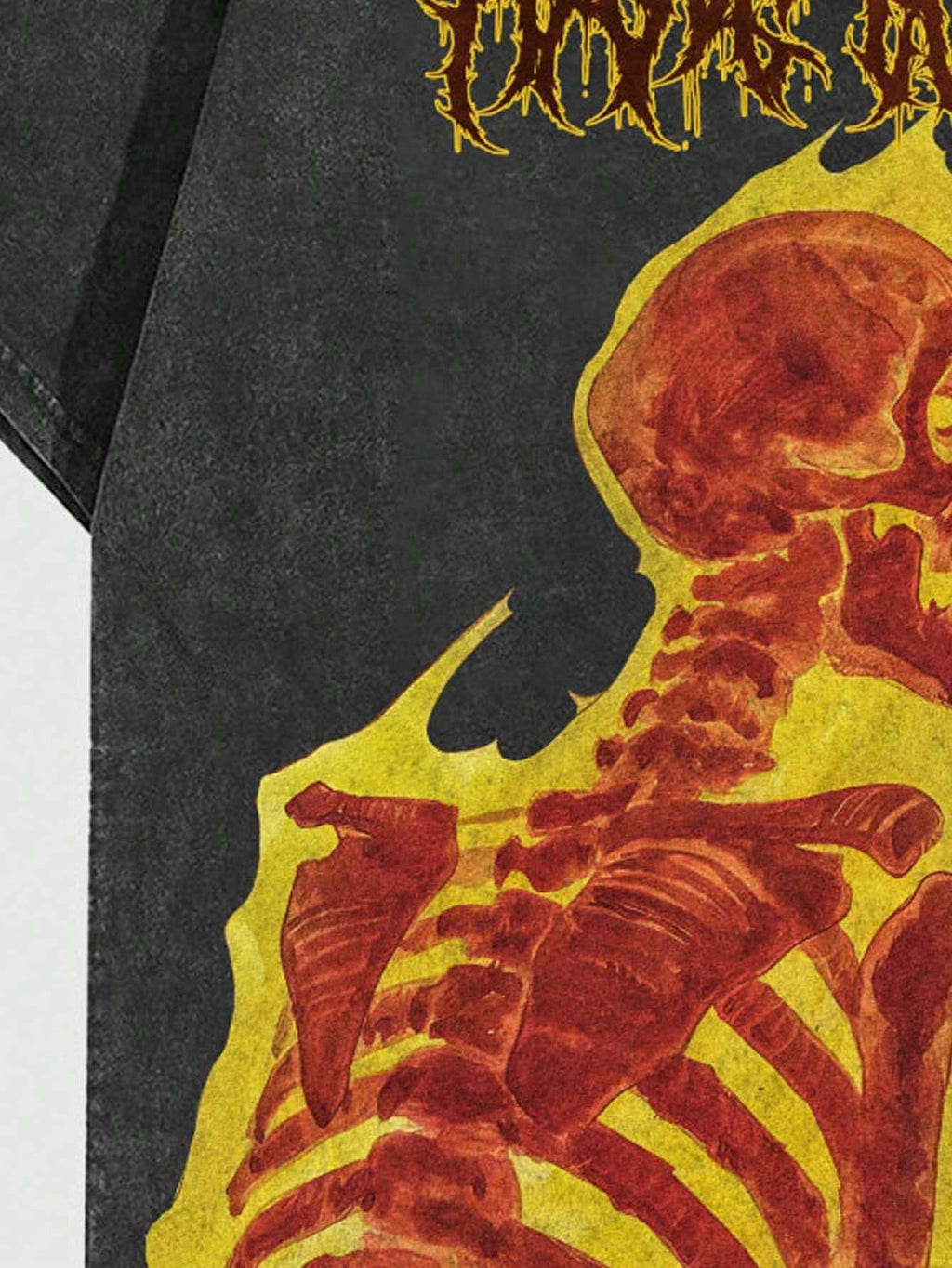 ROMWE MEN Street Life Men'S Flame Skull Print Vintage Washed Distressed T-Shirt, Summer