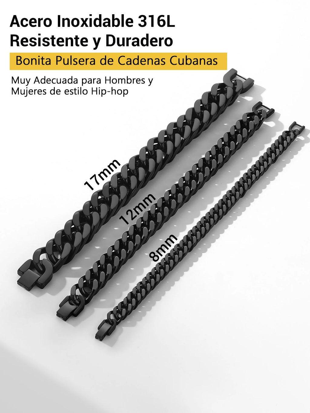 12Mm Cuban Chains Bracelets for Men Black Chunky Stainless Steel Franco Link Bracelet Father'S Day Hand Bracelet Jewelry Birthday Teen Graduation Gifts 7.5 Inch