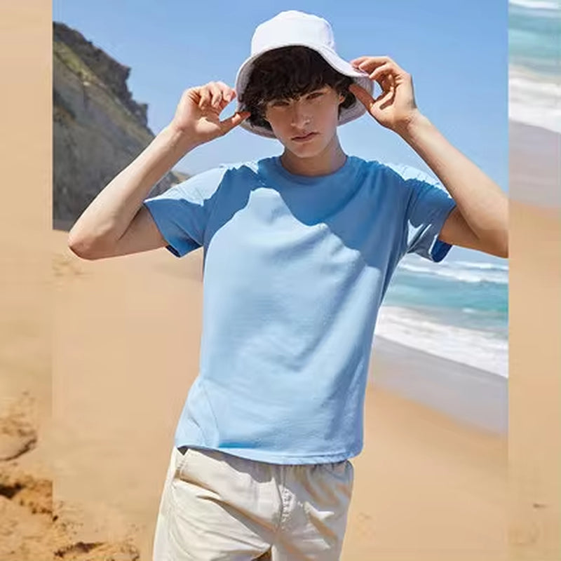 Summer Cotton T Shirts Men 2024 Simple O Neck Stretch Solid New Tops Clothing Casual Tshirt Man Streetwear Cool Tee Shirts